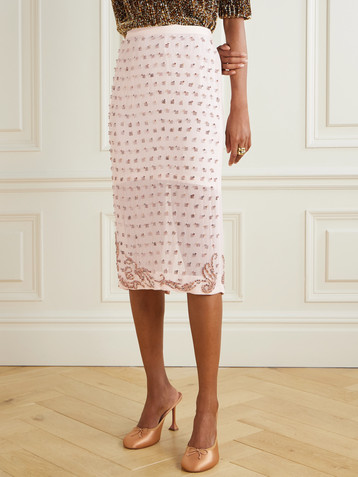 Dries Van Noten Embellished chiffon midi skirt