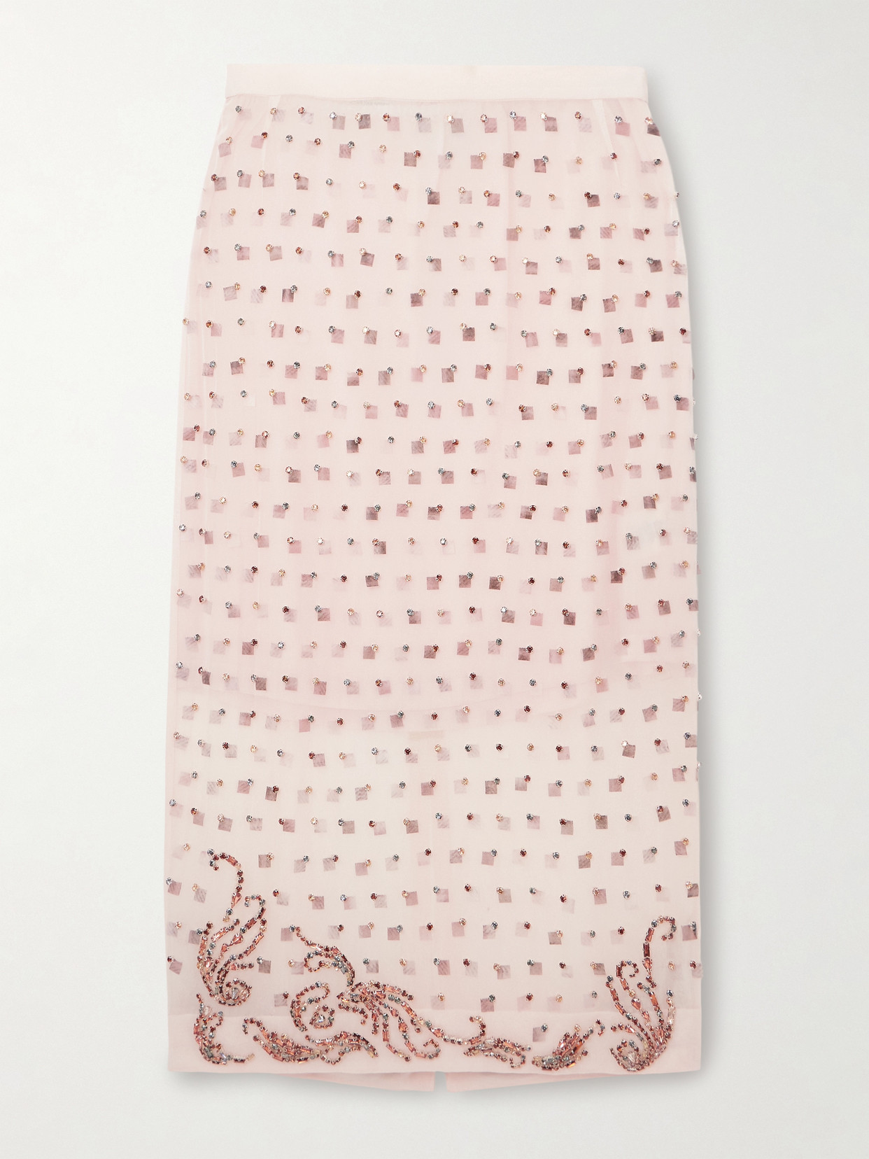 Dries Van Noten Embellished Chiffon Midi Skirt In Pink