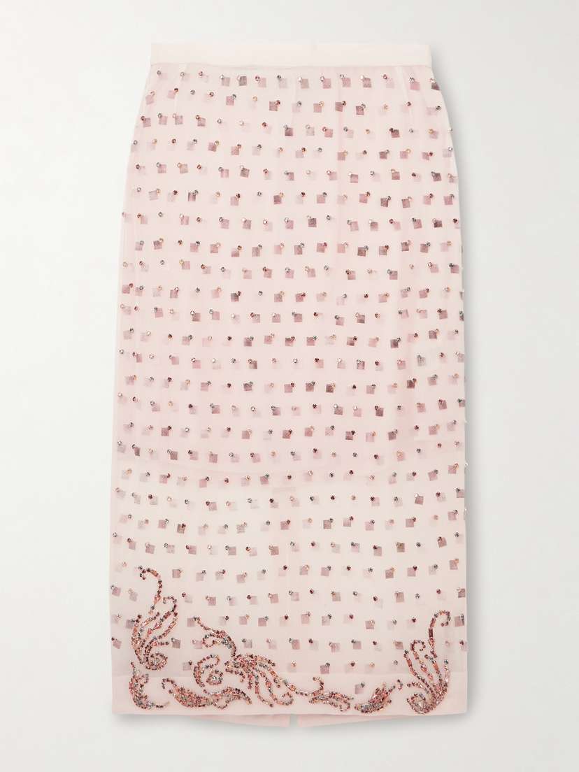 Dries Van Noten Embellished Chiffon Midi Skirt