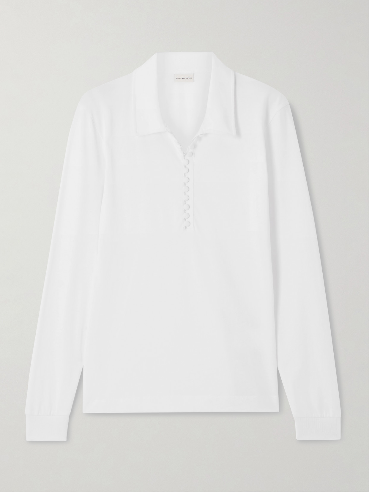 Dries Van Noten Cotton-jersey Polo Shirt In White
