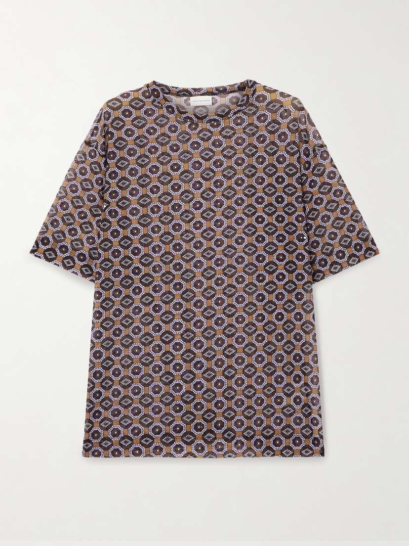 Dries Van Noten Printed Stretch-mesh T-shirt