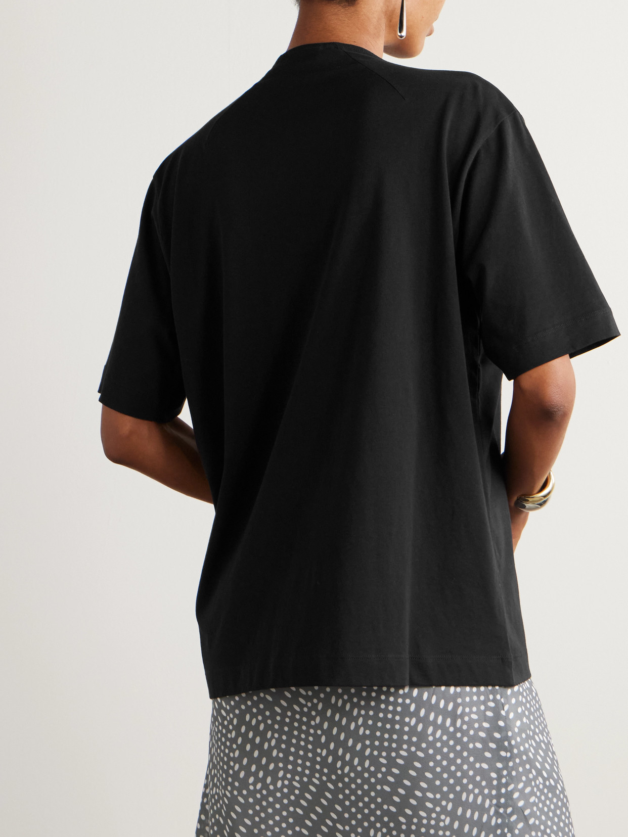 Dries Van Noten Bow-detailed Organic Cotton-jersey Blouse In Black