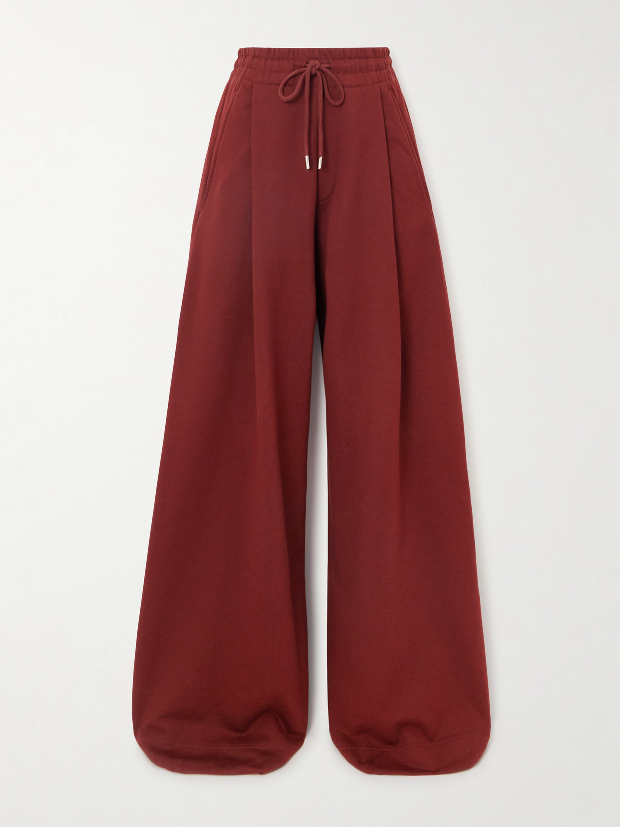Dries Van Noten Hadium Pleated Cotton Wide Leg Sweatpants In Burgundy