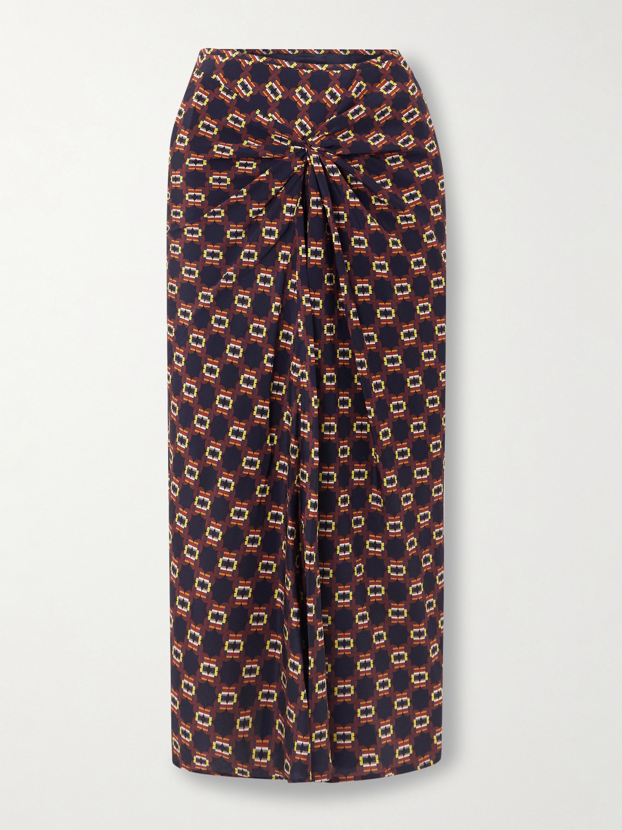 Dries Van Noten Silk-satin Midi Skirt In Blue
