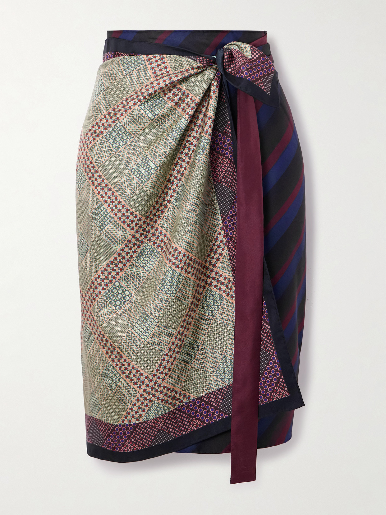 Dries Van Noten Printed Silk-satin Wrap Skirt In Multi