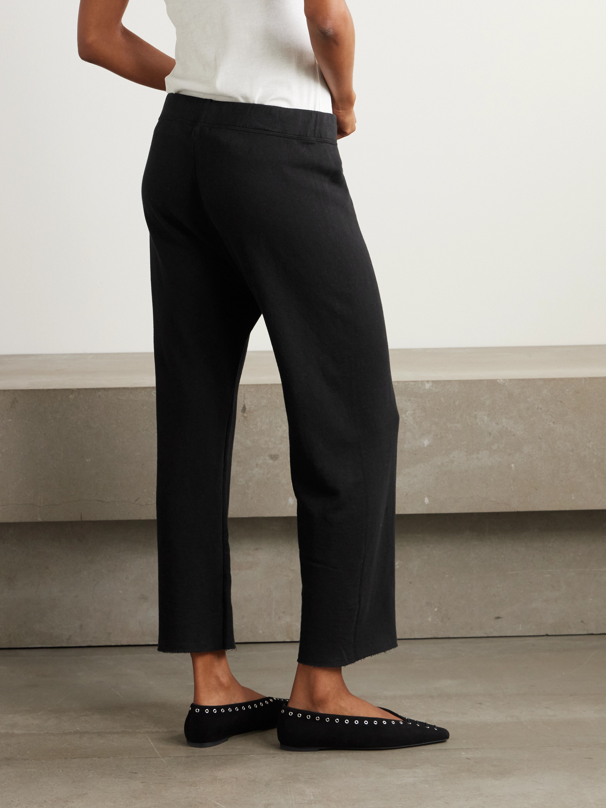 James Perse Cropped brushed cotton-terry straight-leg sweatpants