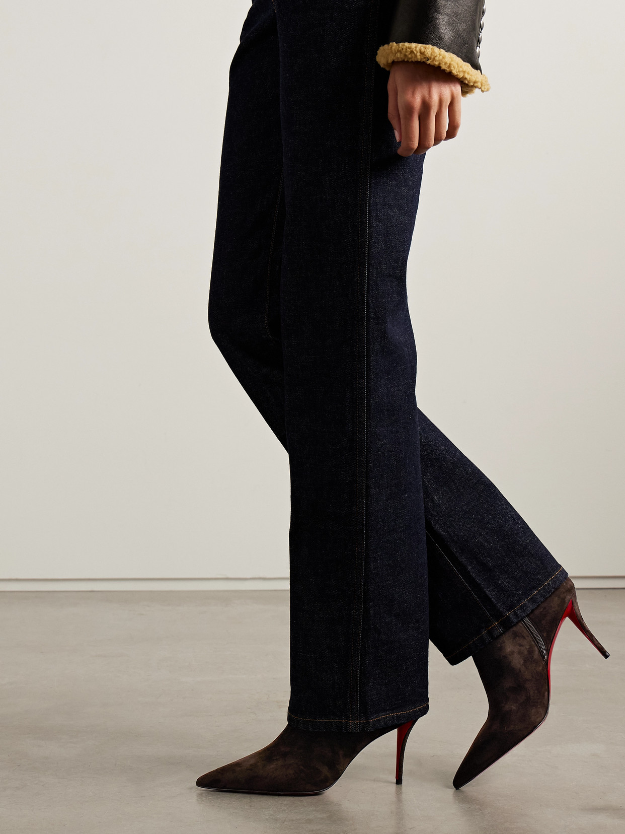 Christian Louboutin Miss Z 80 Suede Ankle Boots In Brown