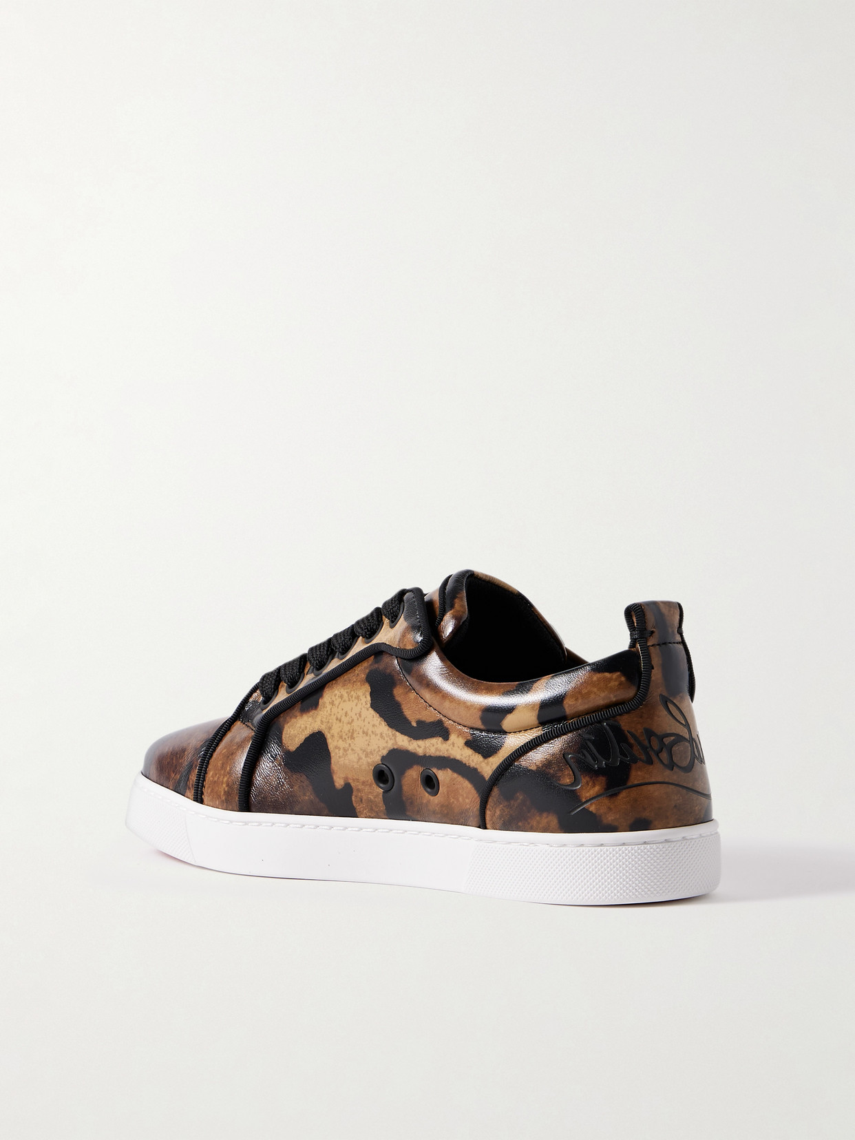 Christian Louboutin Fun Louise Junior Leopard-print Leather Sneakers In Green