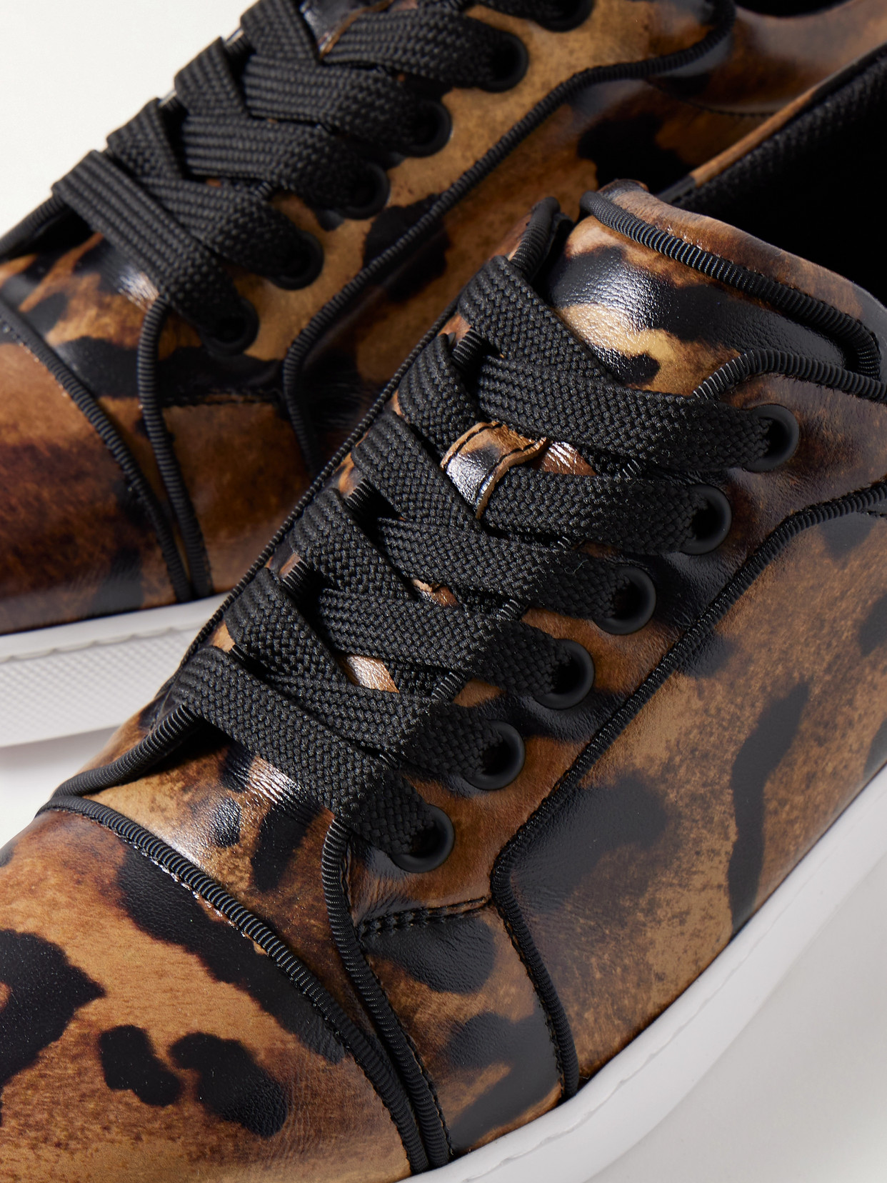 Christian Louboutin Fun Louise Junior Leopard-print Leather Sneakers In Green