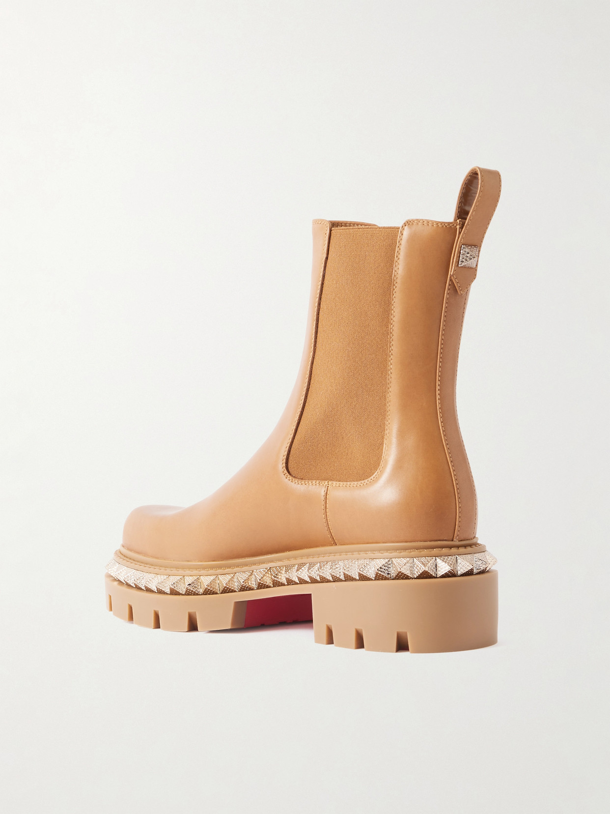 Christian Louboutin St Emilia Pyraclou Leather Red Sole Chelsea Boots In Brown