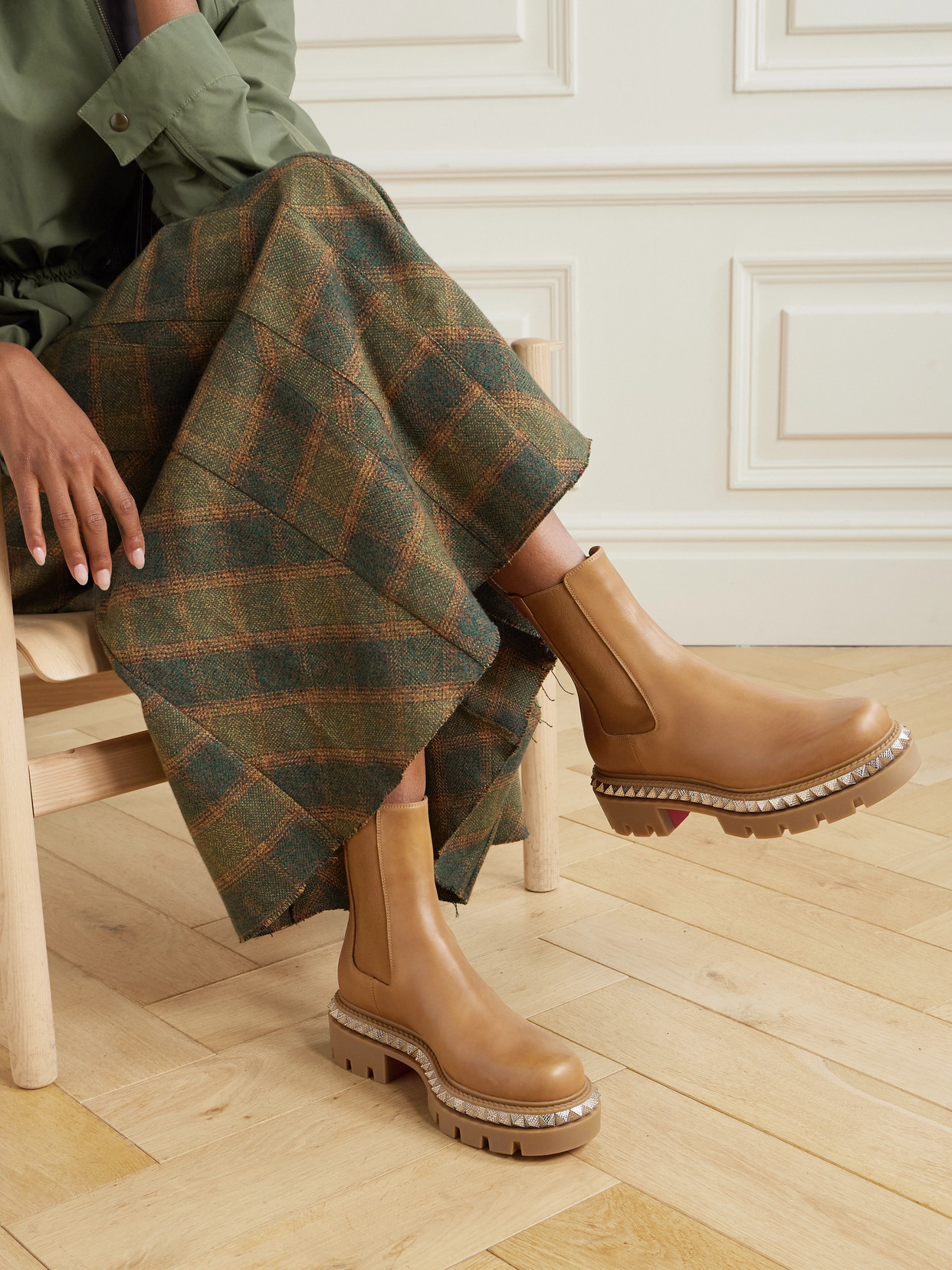 Christian Louboutin St Emilia Pyraclou Leather Red Sole Chelsea Boots In Brown