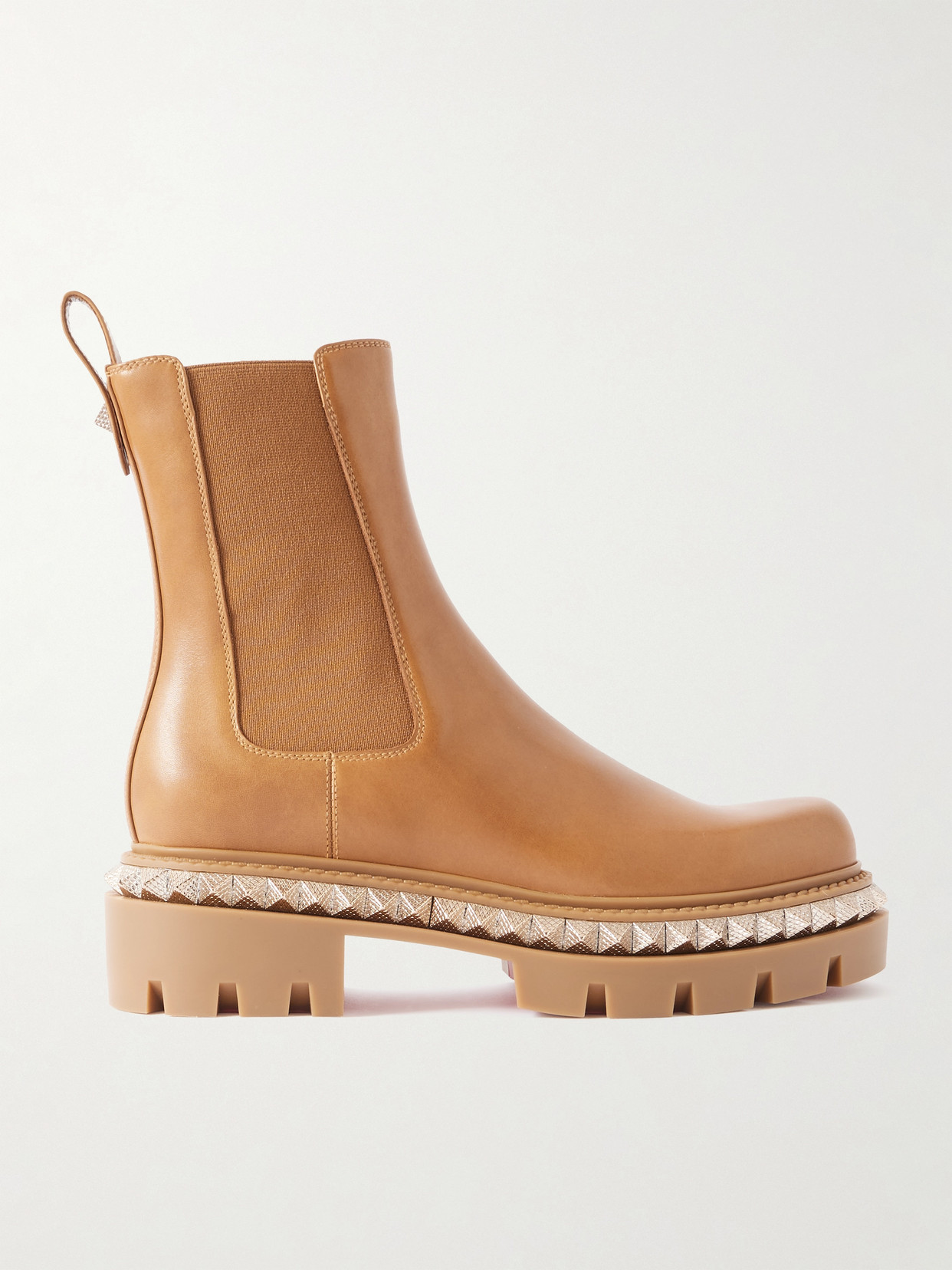 Christian Louboutin St Emilia Pyraclou Leather Red Sole Chelsea Boots In Brown