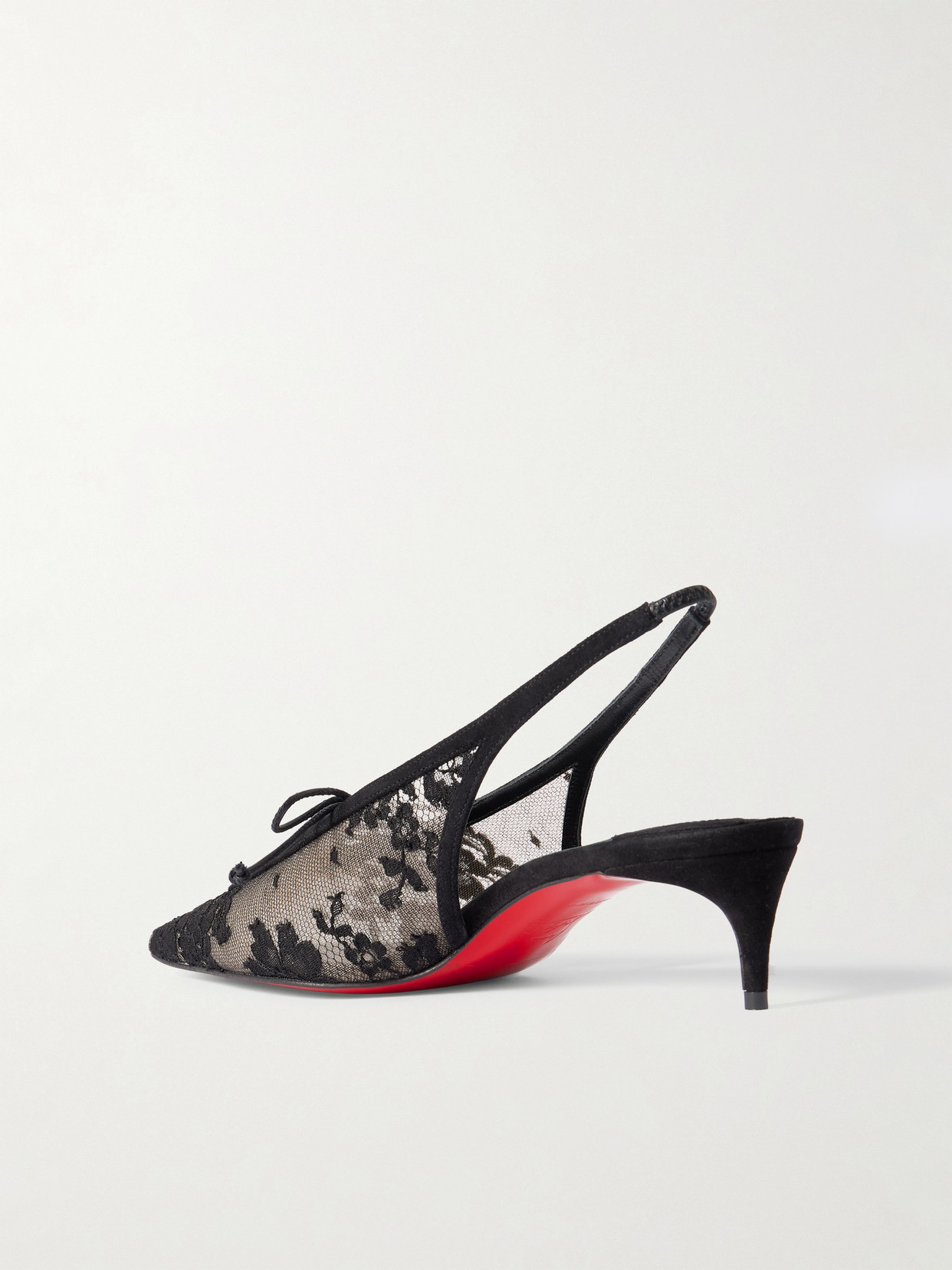 Christian Louboutin Km 45 Lace Slingback Pumps In Black