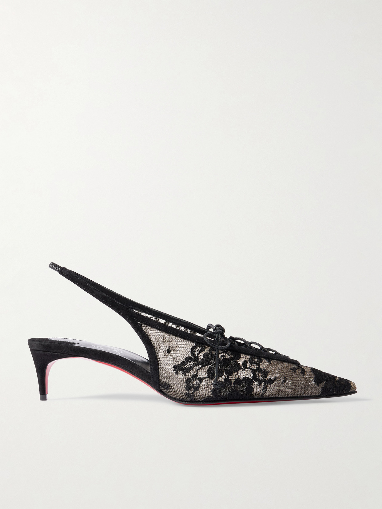 Christian Louboutin Km 45 Lace Slingback Pumps In Black