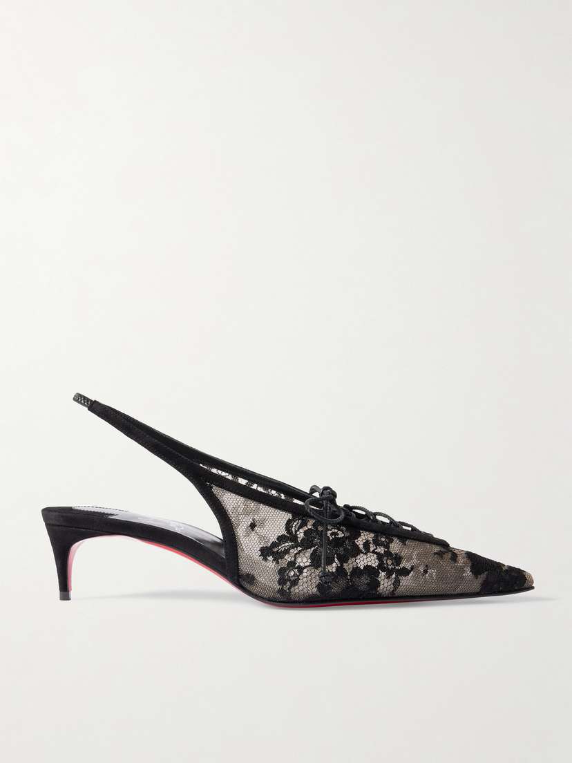 Christian Louboutin Km 45 Lace Slingback Pumps