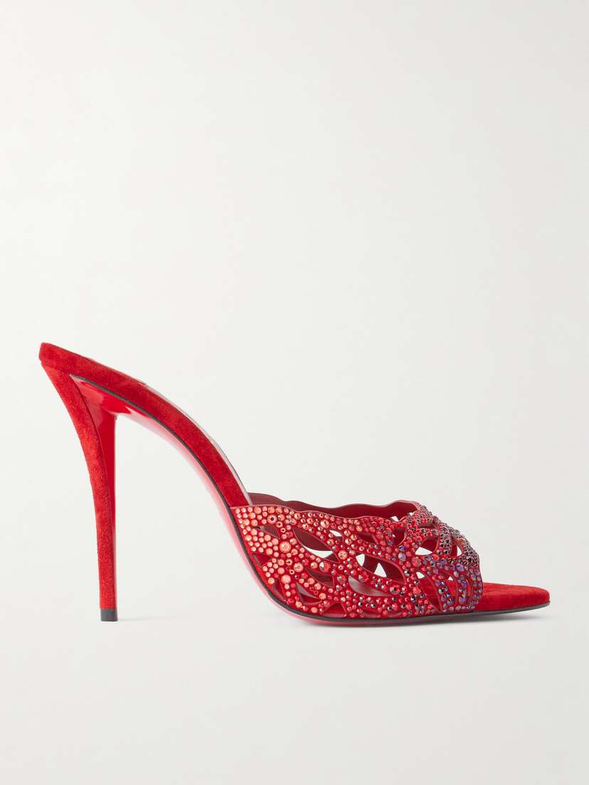 Christian Louboutin Lasera 100 Cutout Crystal-embellished Suede Sandals