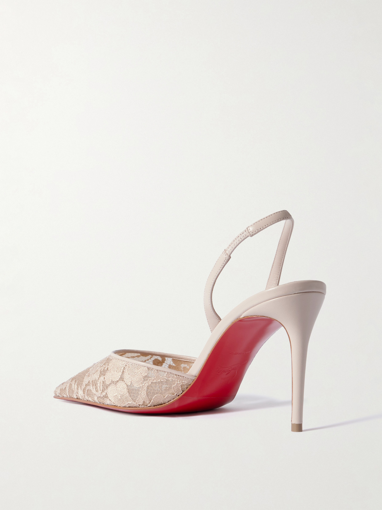 Christian Louboutin Kate Max 85 Leather-trimmed Lace Slingback Pumps In Neutral