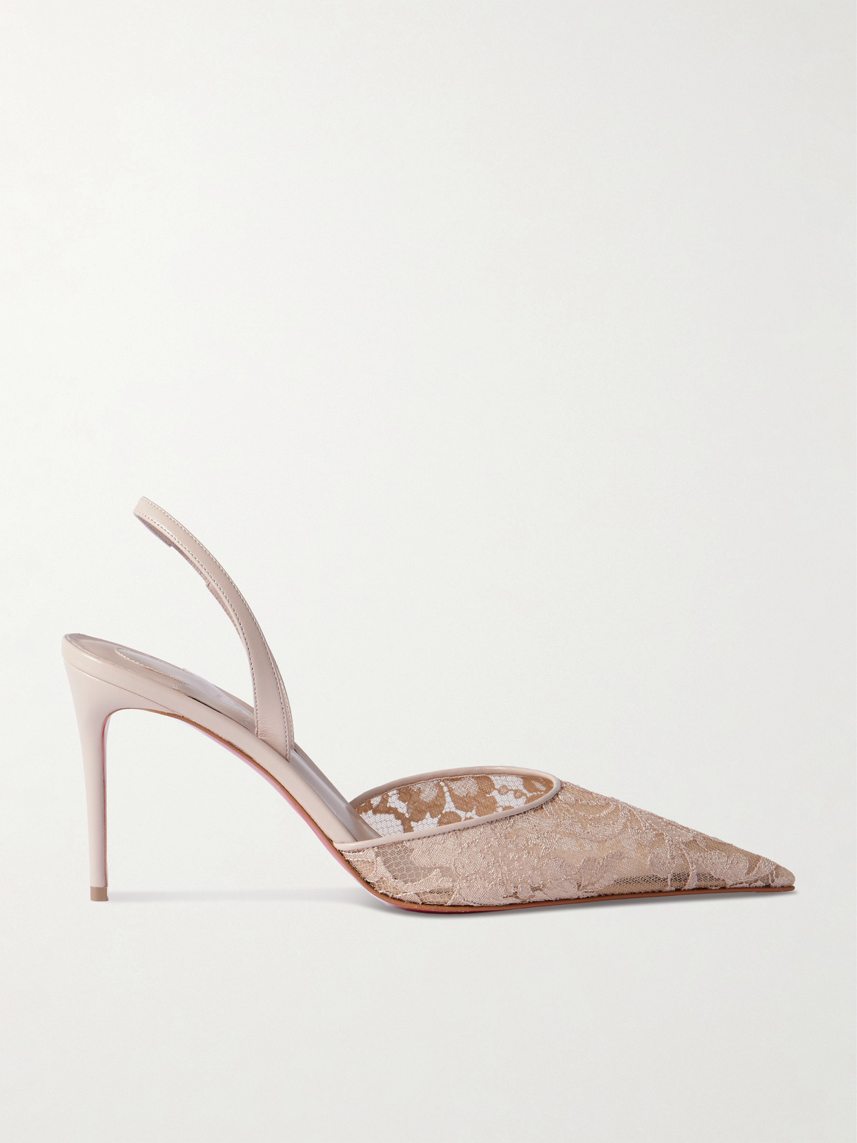 Christian Louboutin Kate Max 85 Leather-trimmed Lace Slingback Pumps In Neutral