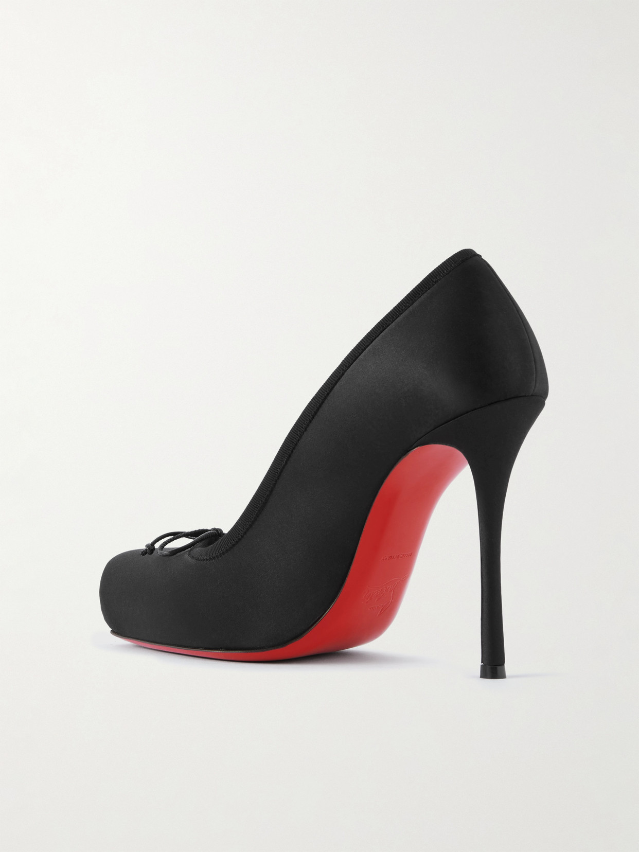 Christian Louboutin Cassia Nodo 100 Bow-detailed Grosgrain-trimmed Satin-crepe Pumps In Black