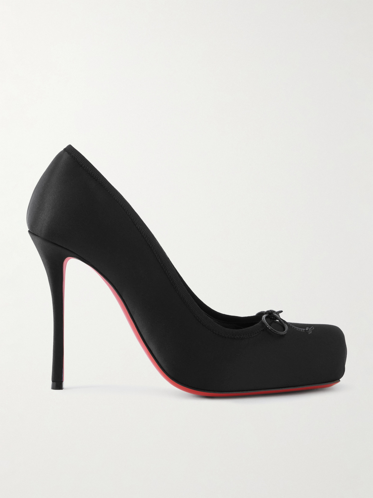 Christian Louboutin Cassia Nodo 100 Bow-detailed Grosgrain-trimmed Satin-crepe Pumps In Black