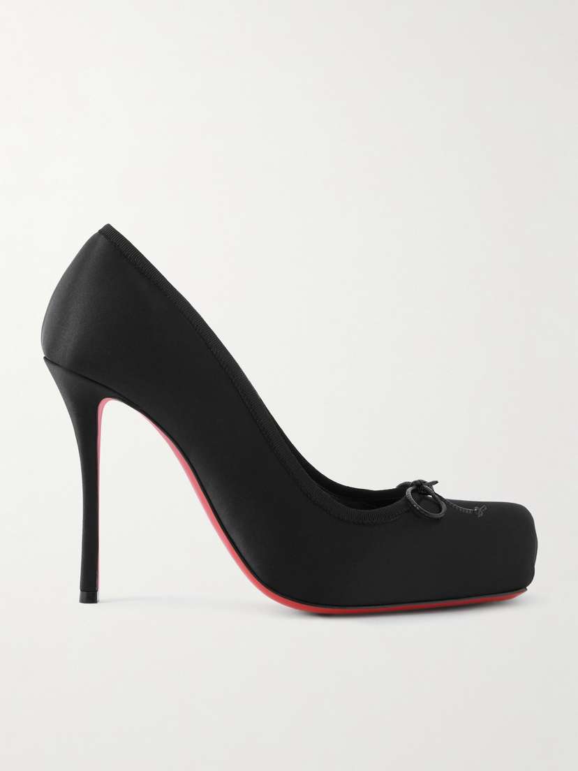 Christian Louboutin Cassia Nodo 100 Bow-detailed Grosgrain-trimmed Satin-crepe Pumps