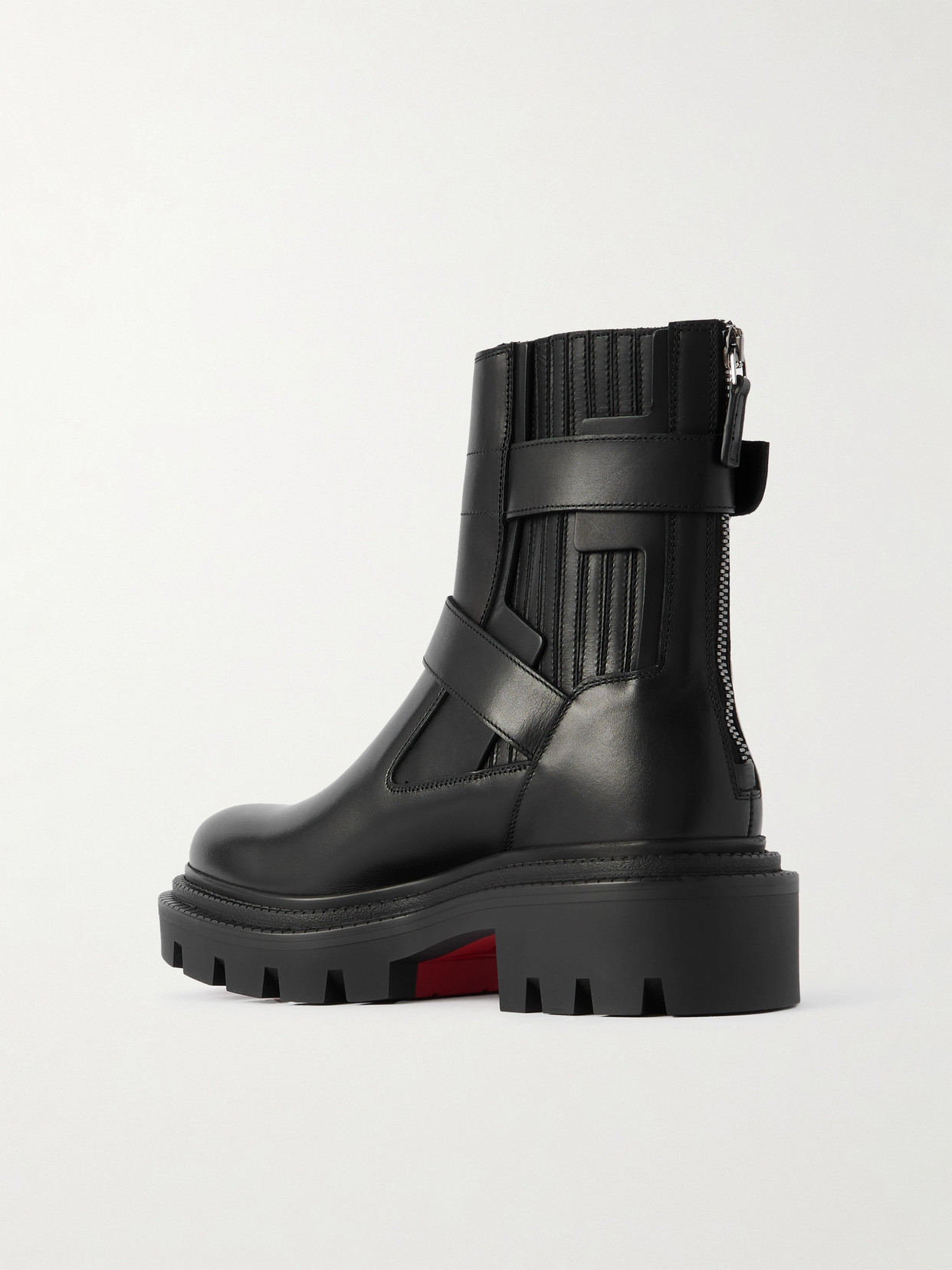 Christian Louboutin Oxybootie Buckled Leather Ankle Boots In Black