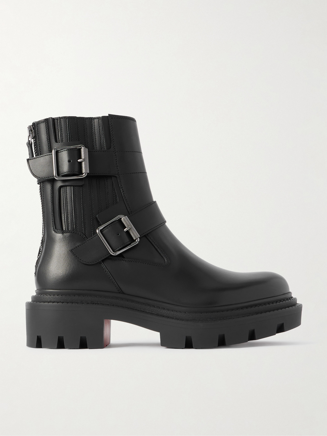 Christian Louboutin Oxybootie Buckled Leather Ankle Boots In Black