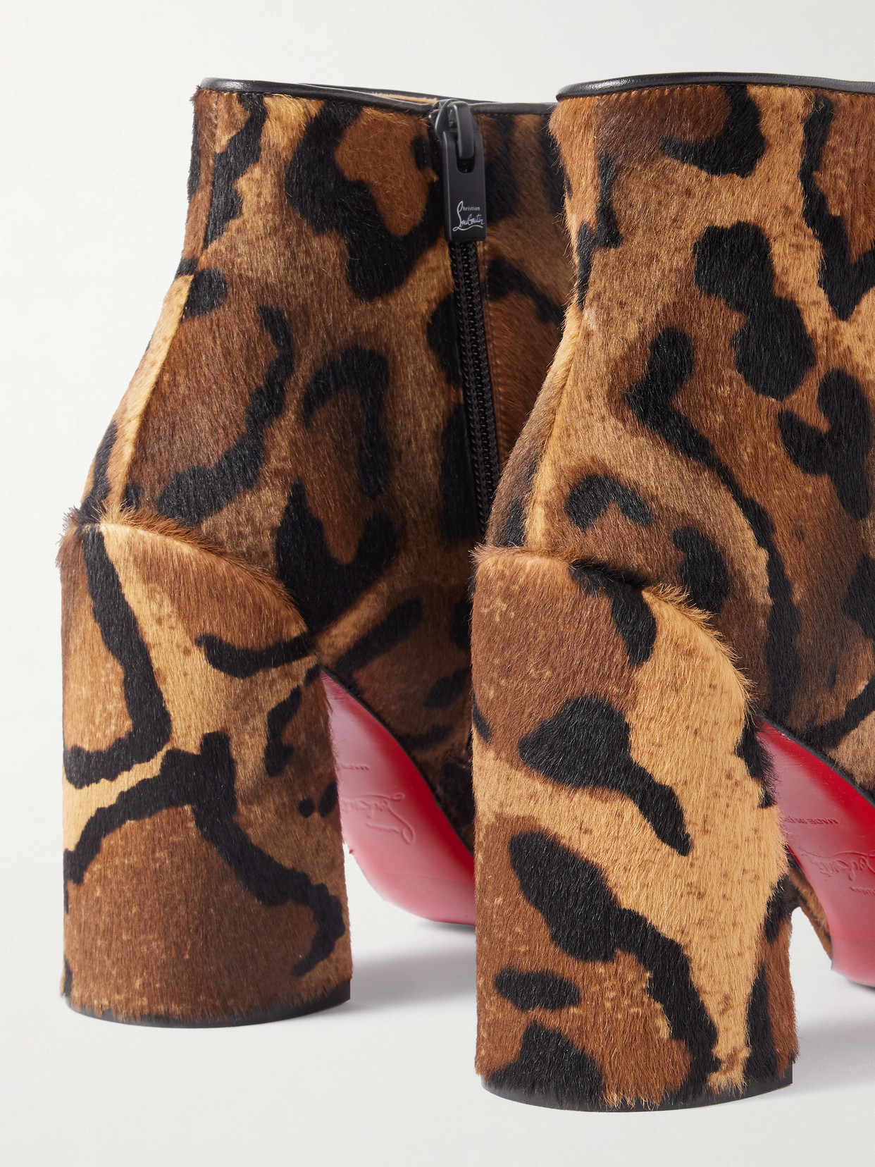 Christian Louboutin Jane Leopard Calf Hair Red Sole Booties In Multi