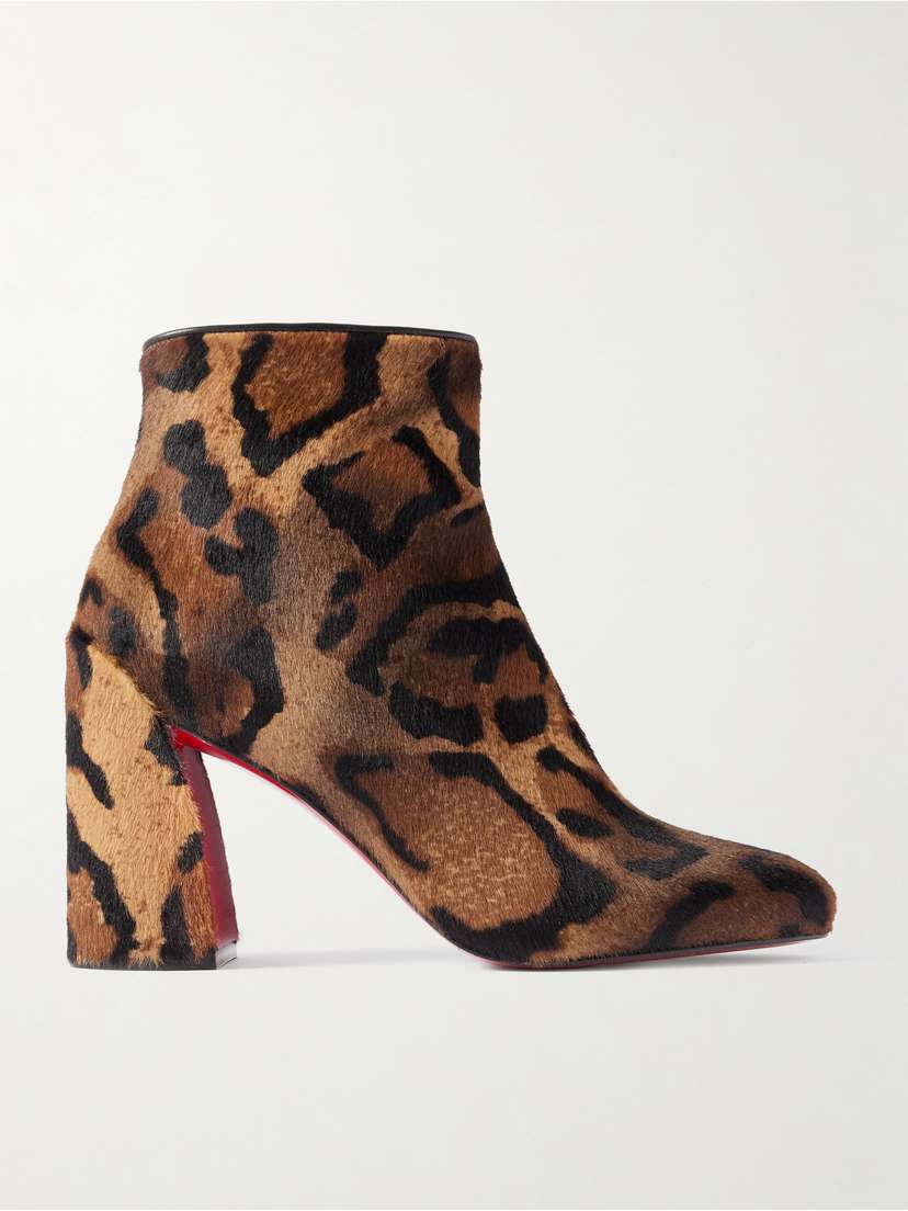 Christian Louboutin Jane 85 Leopard-print Calf Hair Ankle Boots