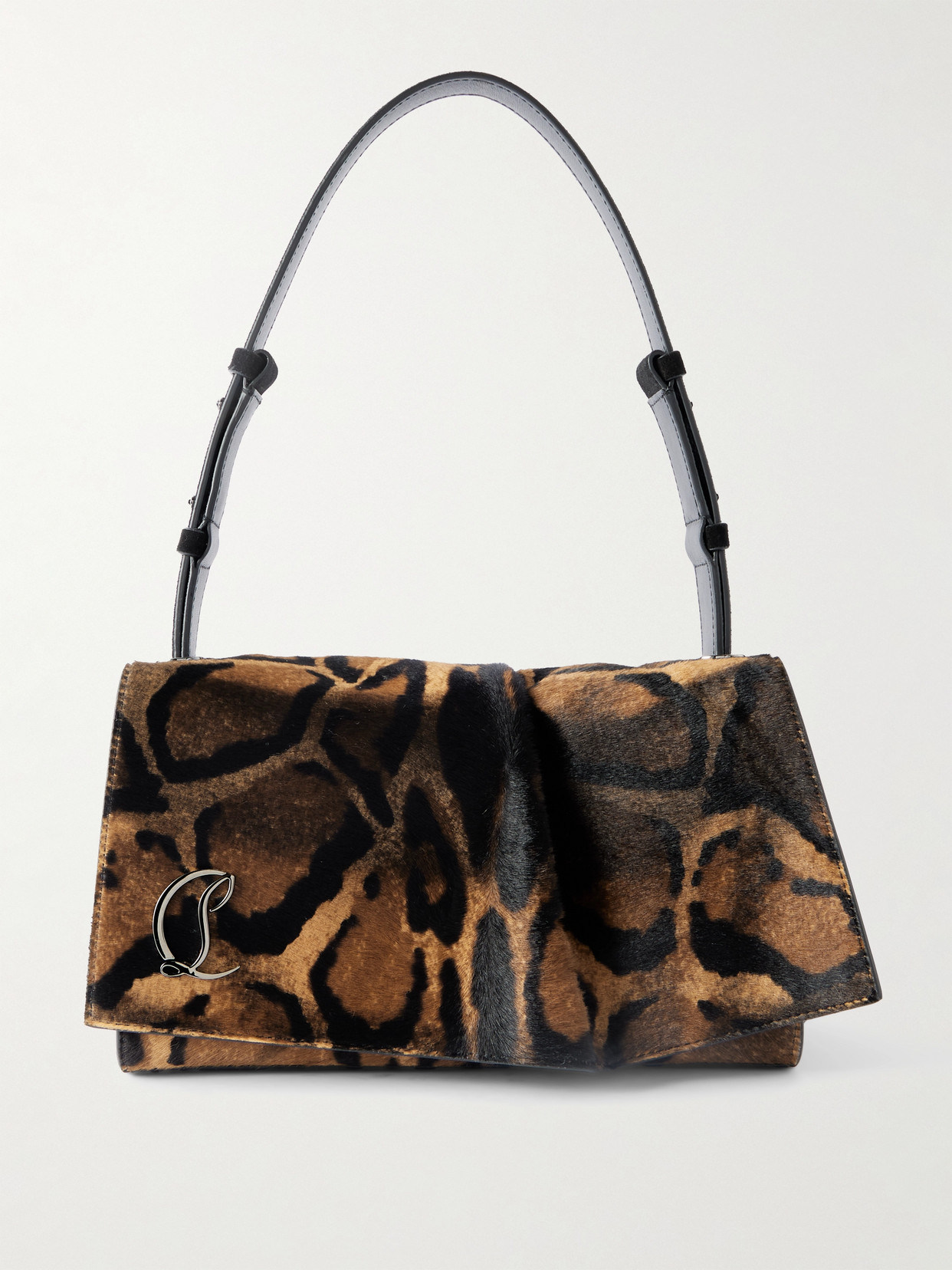 Christian Louboutin Baggy Small Gathered Leopard-print Calf Hair Shoulder Bag In Multi