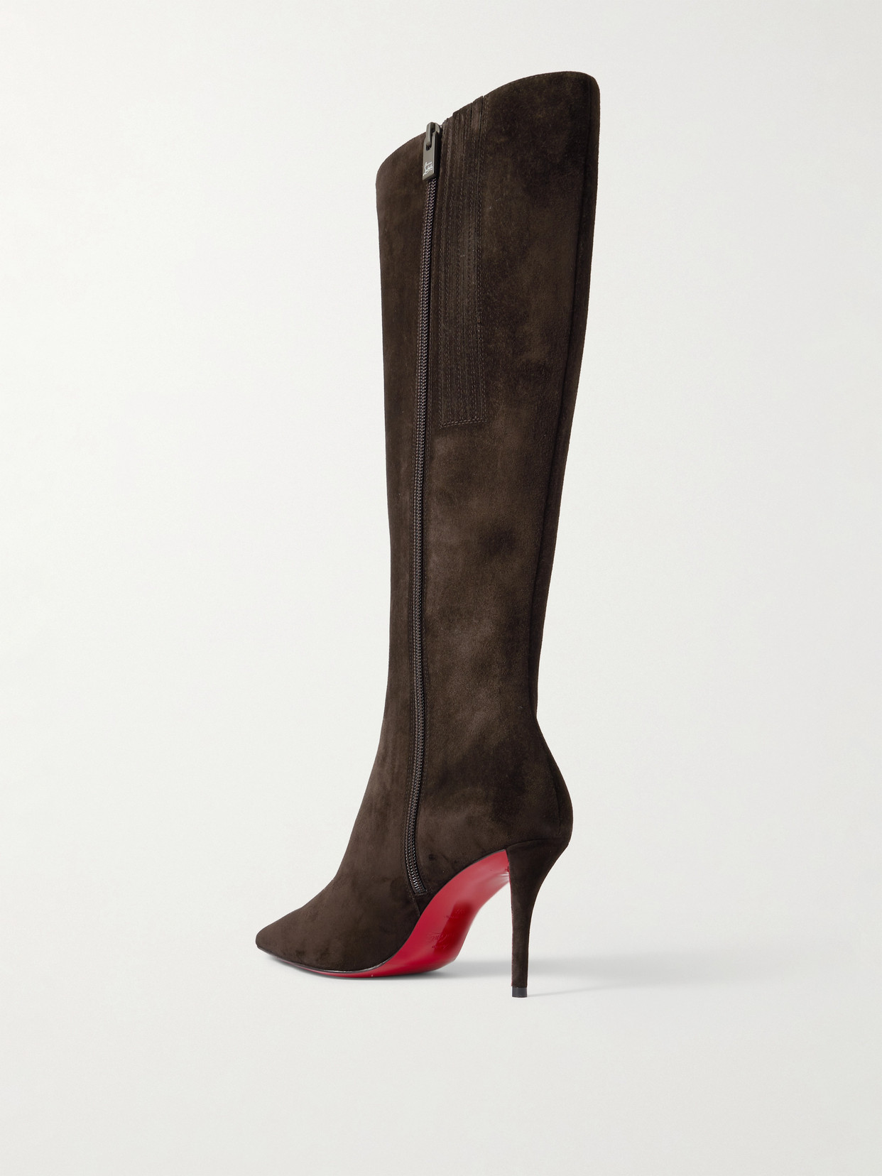 Christian Louboutin Miss Z 80 Suede Knee Boots In Brown