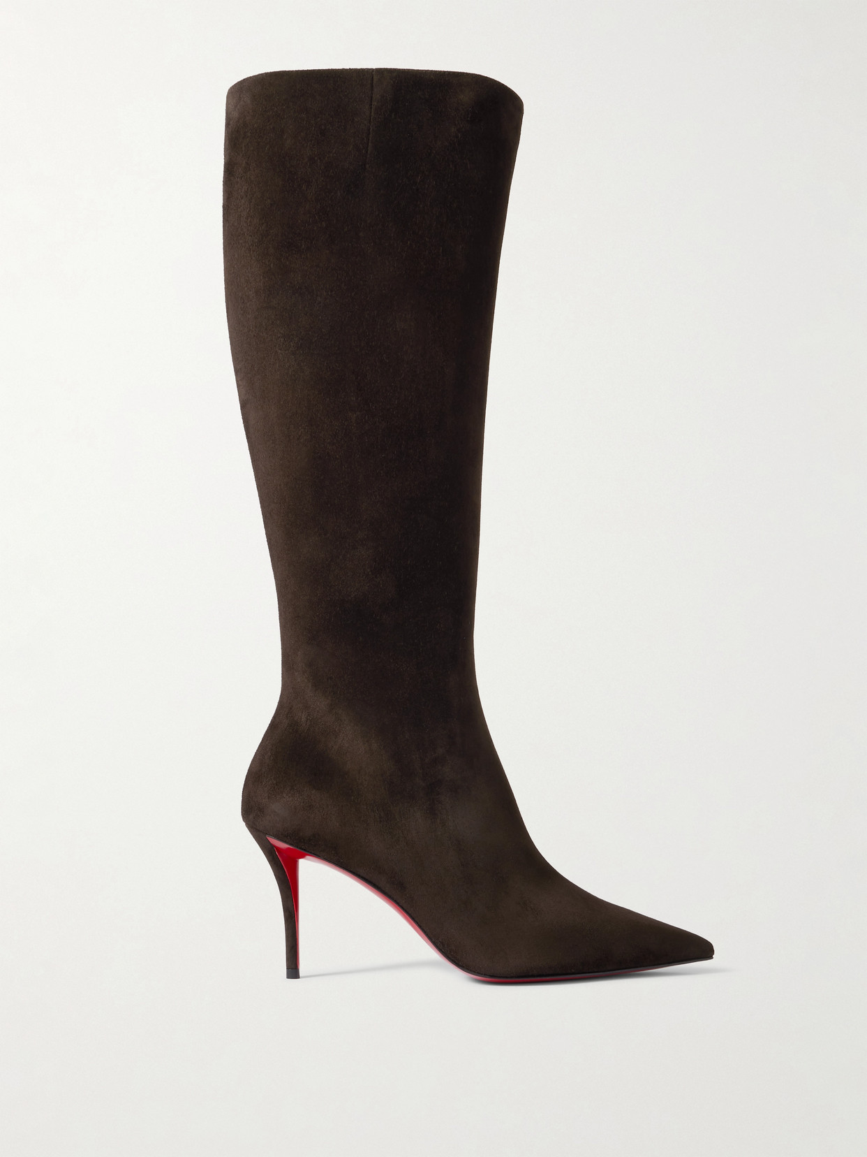 Christian Louboutin Miss Z 80 Suede Knee Boots In Brown
