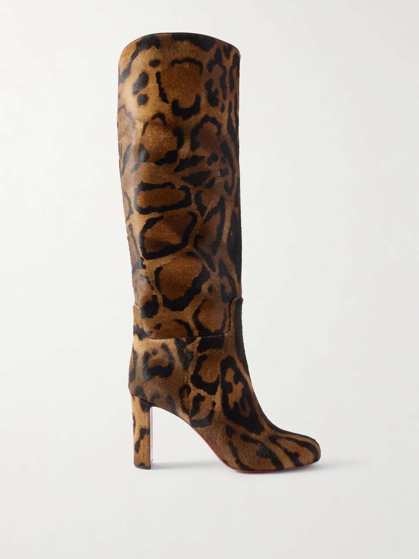 Christian Louboutin Loo Botta 85 Leopard-print Calf Hair Knee Boots