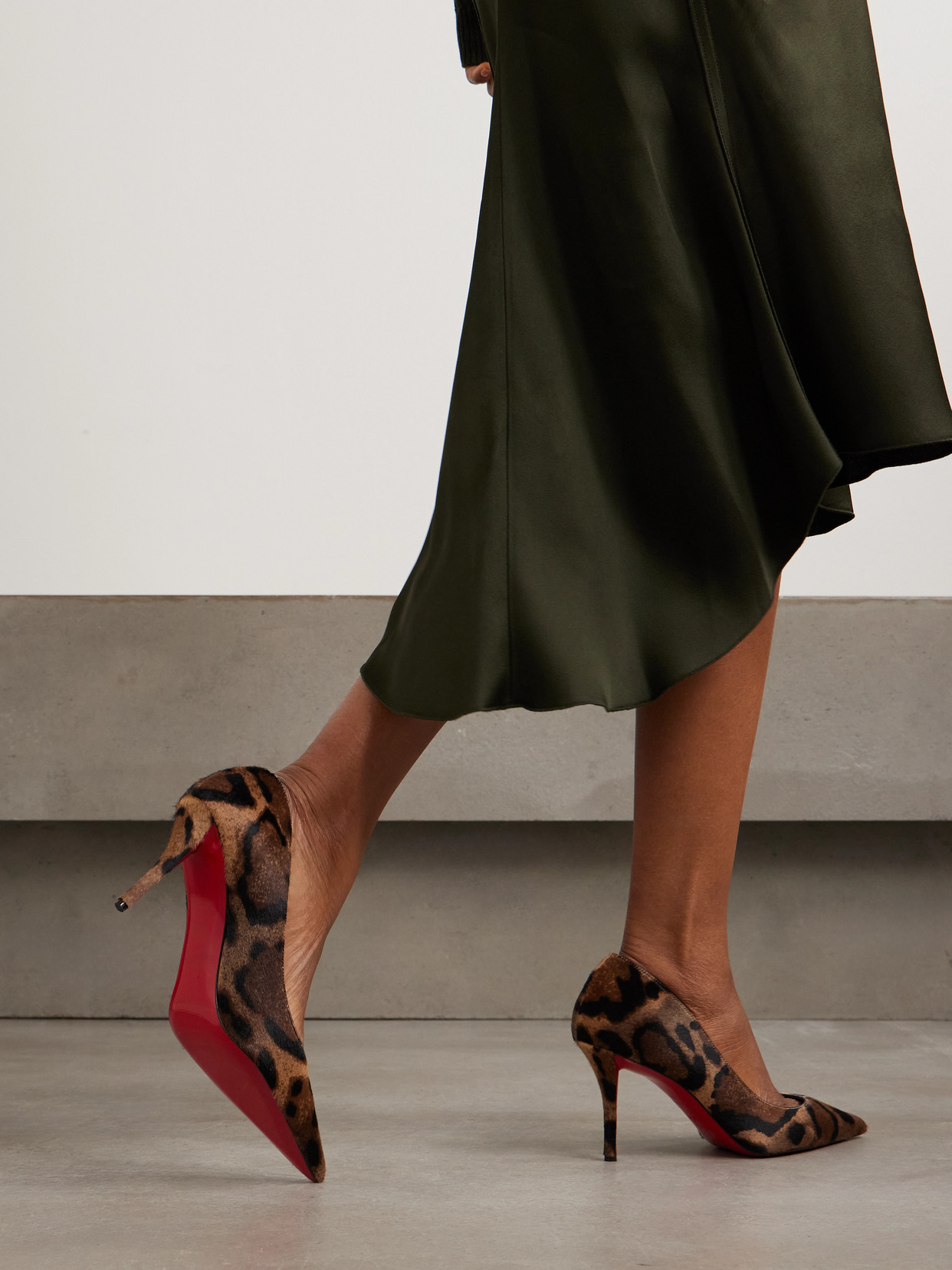 Christian Louboutin Miss Z Leopard-printed Pony Red Sole Pumps In Multi