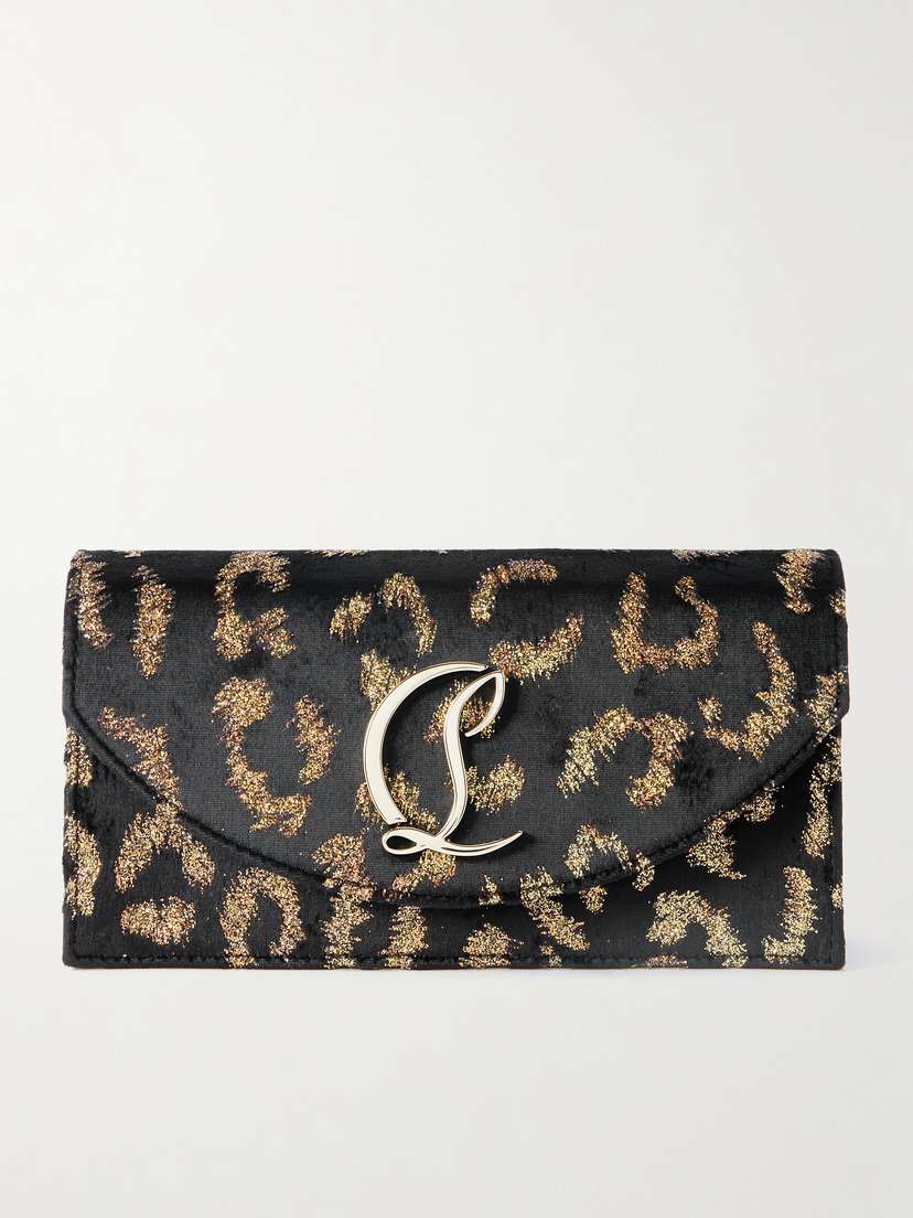 Christian Louboutin Loubi54 Embellished Metallic Velvet-jacquard Clutch