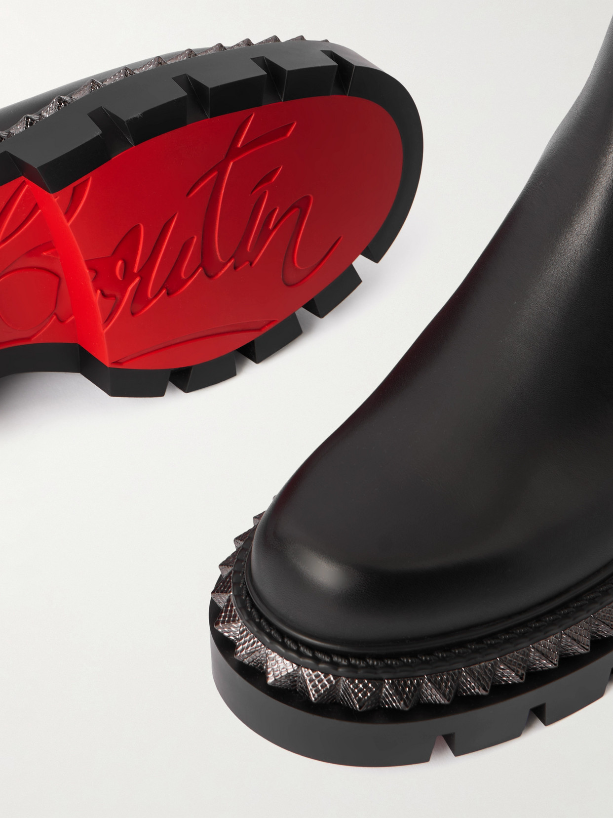 Christian Louboutin St Emilia Pyraclou Studded Leather Chelsea Boots In Black