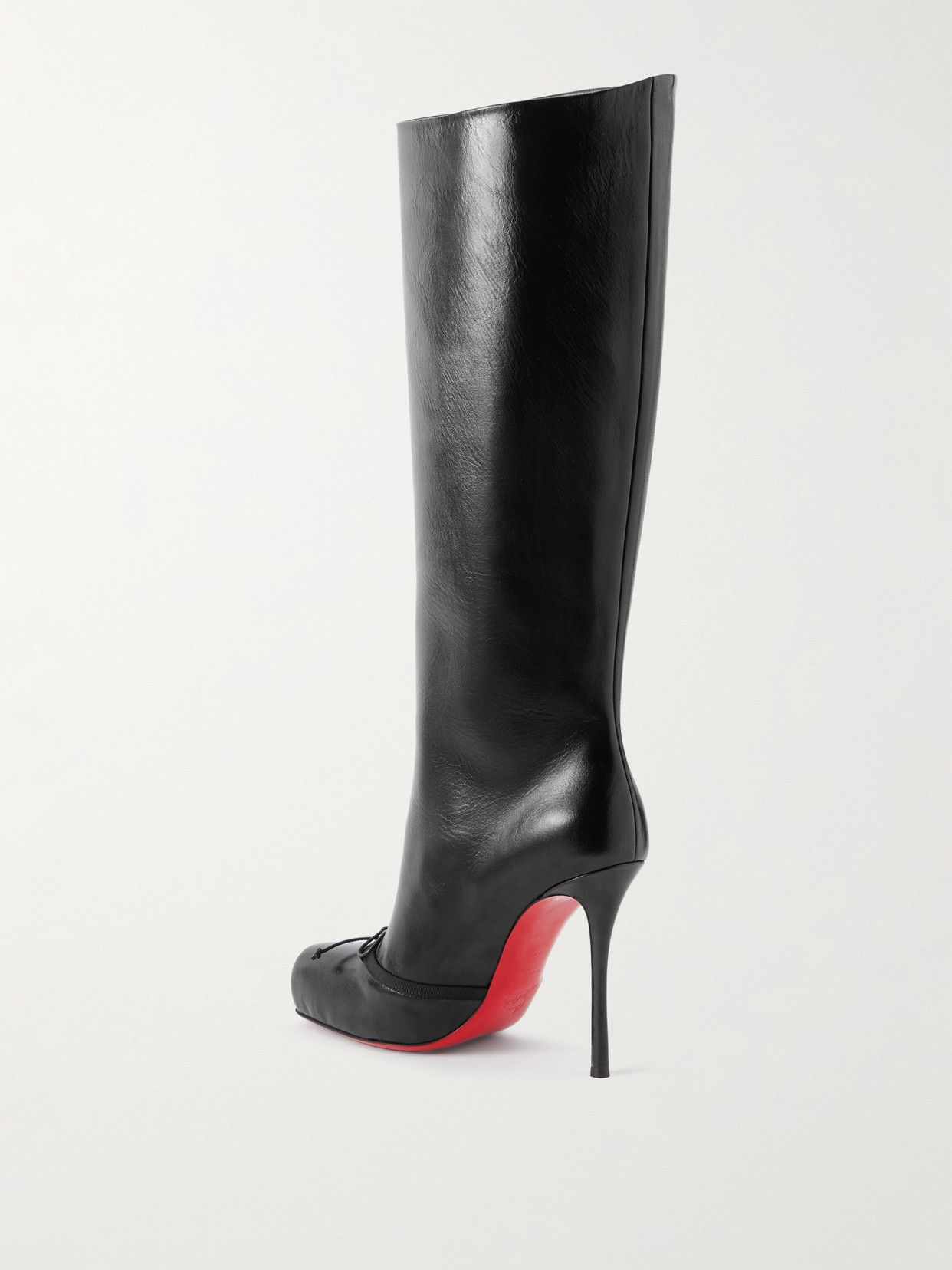 Christian Louboutin Cassia Nodo 100 Leather Knee Boots In Black