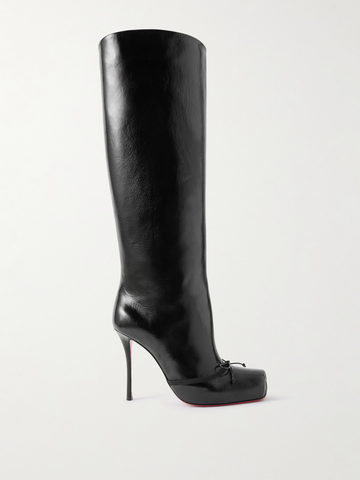 Christian Louboutin Cassia Nodo 100 Leather Knee Boots In Black