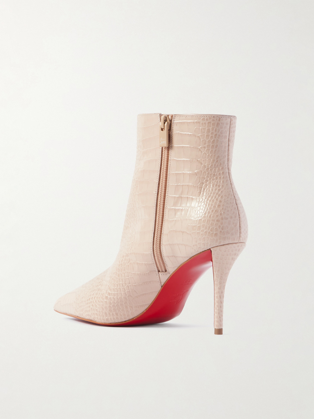 Christian Louboutin Miss Z 80 Croc-effect Leather Ankle Boots In White