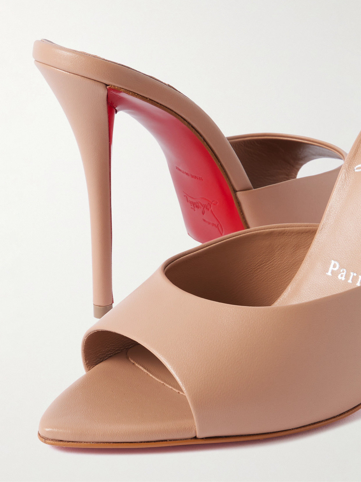 Christian Louboutin 100mm Miss Z Leather Red Sole Mules In Neutral