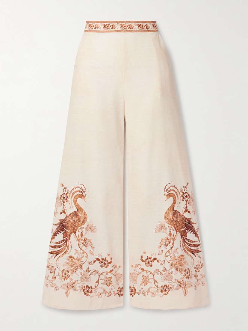 Zimmermann Ascension Printed Cotton Wide-leg Pants