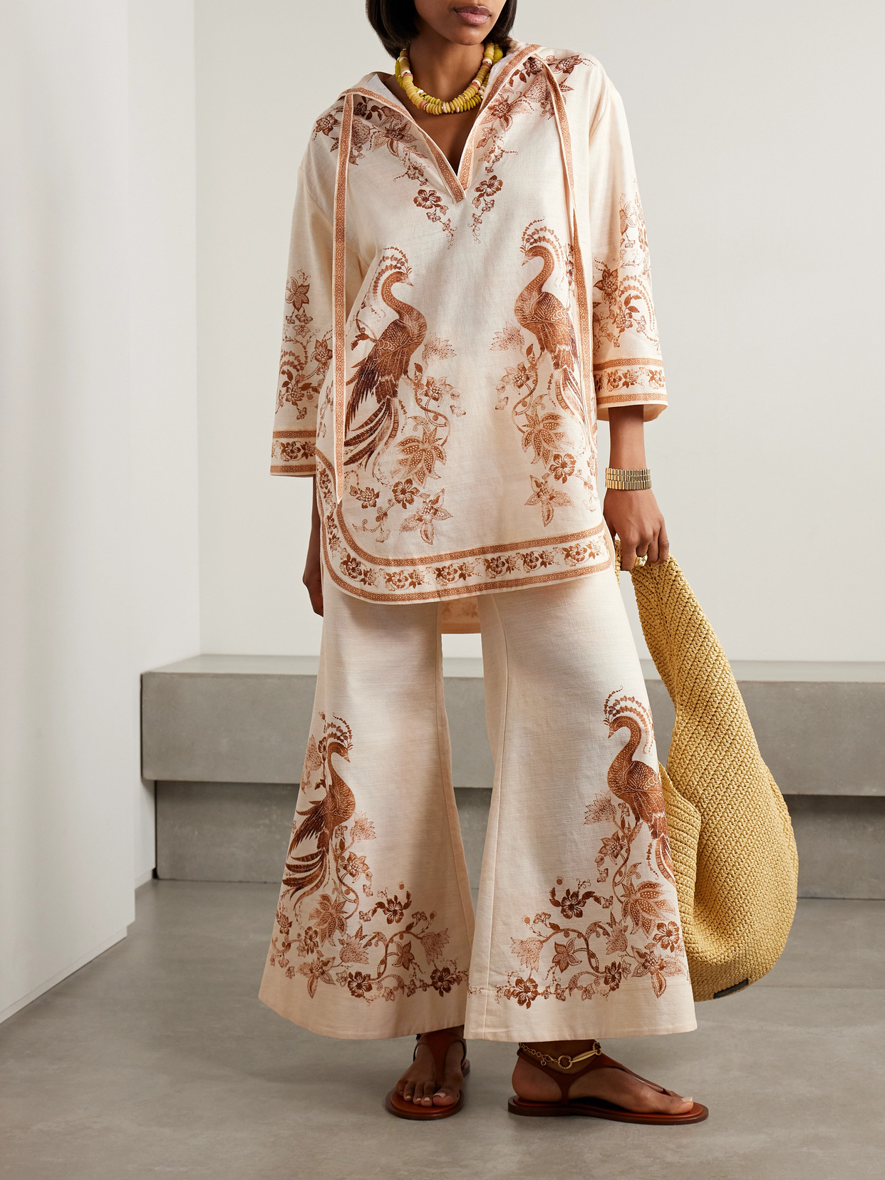 Zimmermann Ascension Printed Cotton Wide-leg Pants