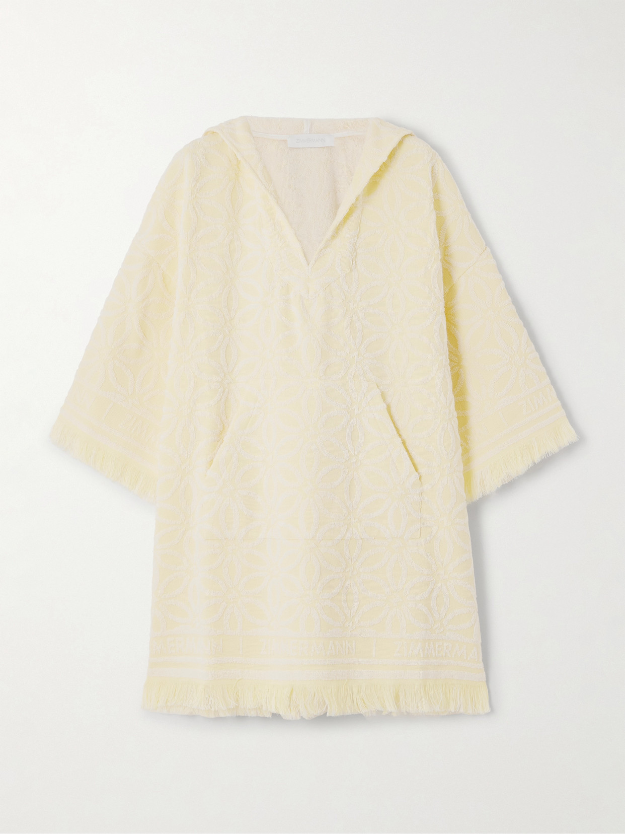 Zimmermann Coco Fringed Cotton-terry Jacquard Hooded Mini Dress