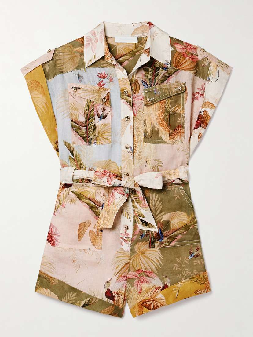 Zimmermann Ascension Floral-print Linen Playsuit