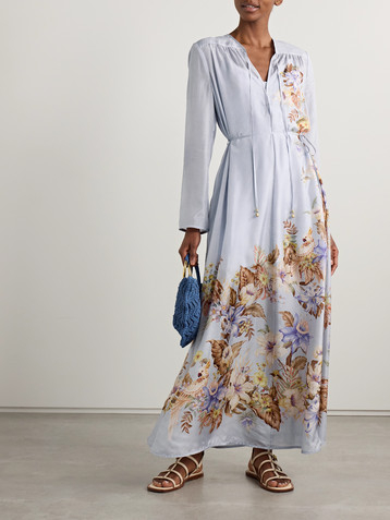 Zimmermann Coco belted printed silk-satin maxi dress