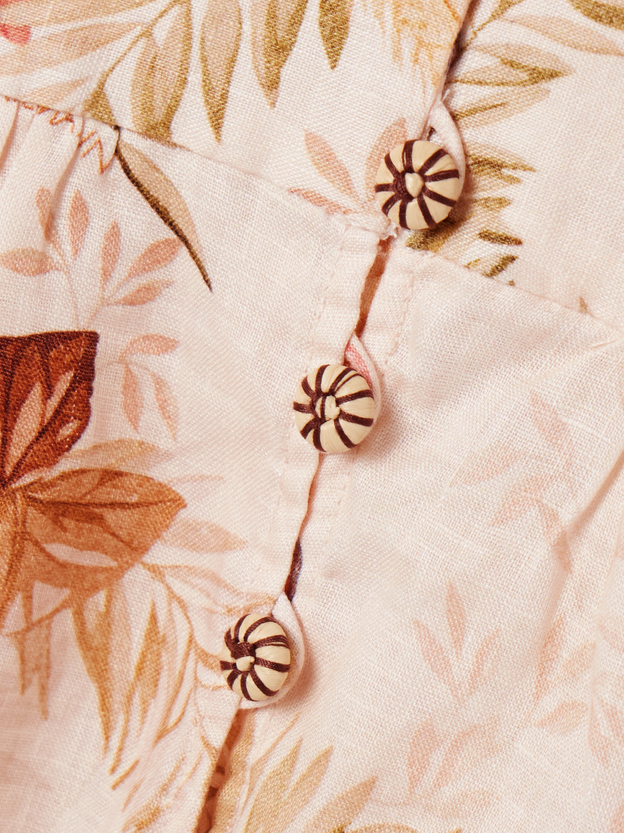 Zimmermann Womens Cream Palm Floral Ascension Plunge Linen Midi Dress In Neutral