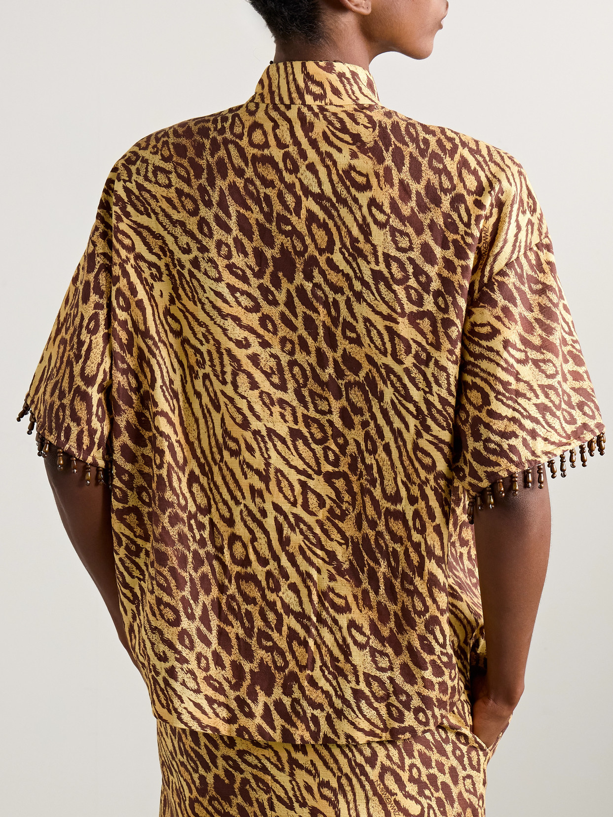 Coco Bead-Embellished Leopard-Print Cotton Shirt