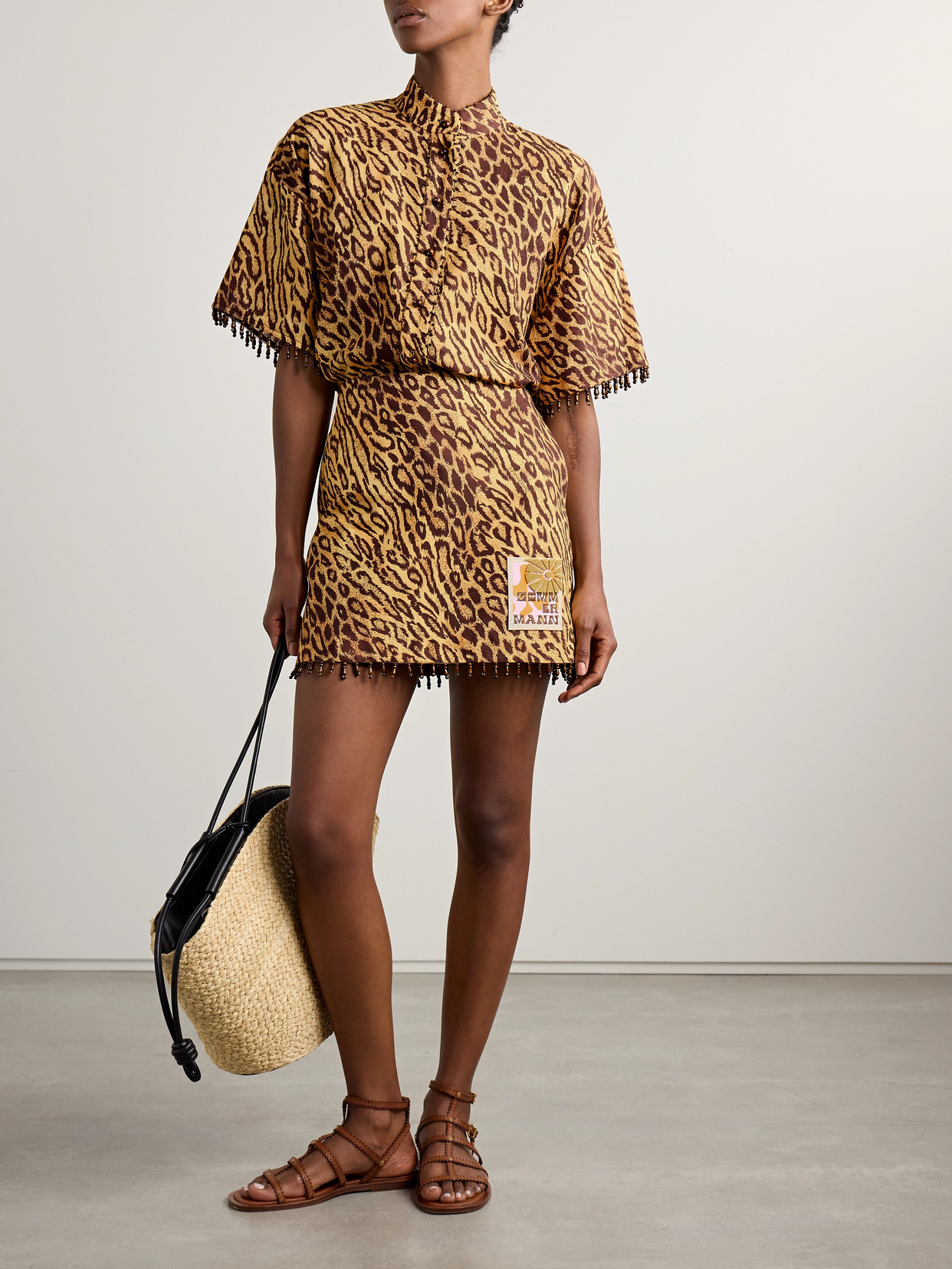 Coco Bead-Embellished Leopard-Print Cotton Shirt