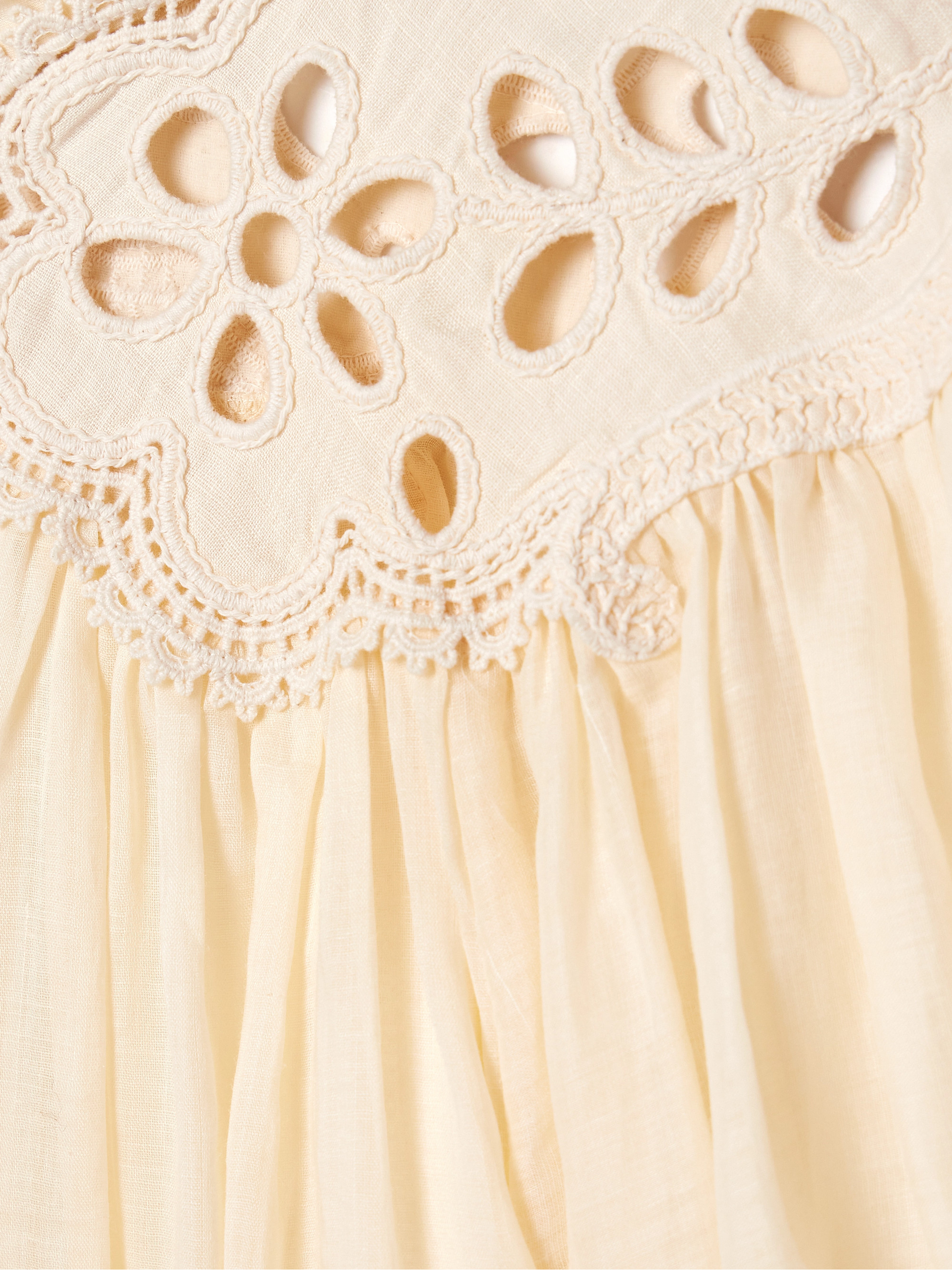 Zimmermann Coco broderie anglaise-trimmed ramie blouse