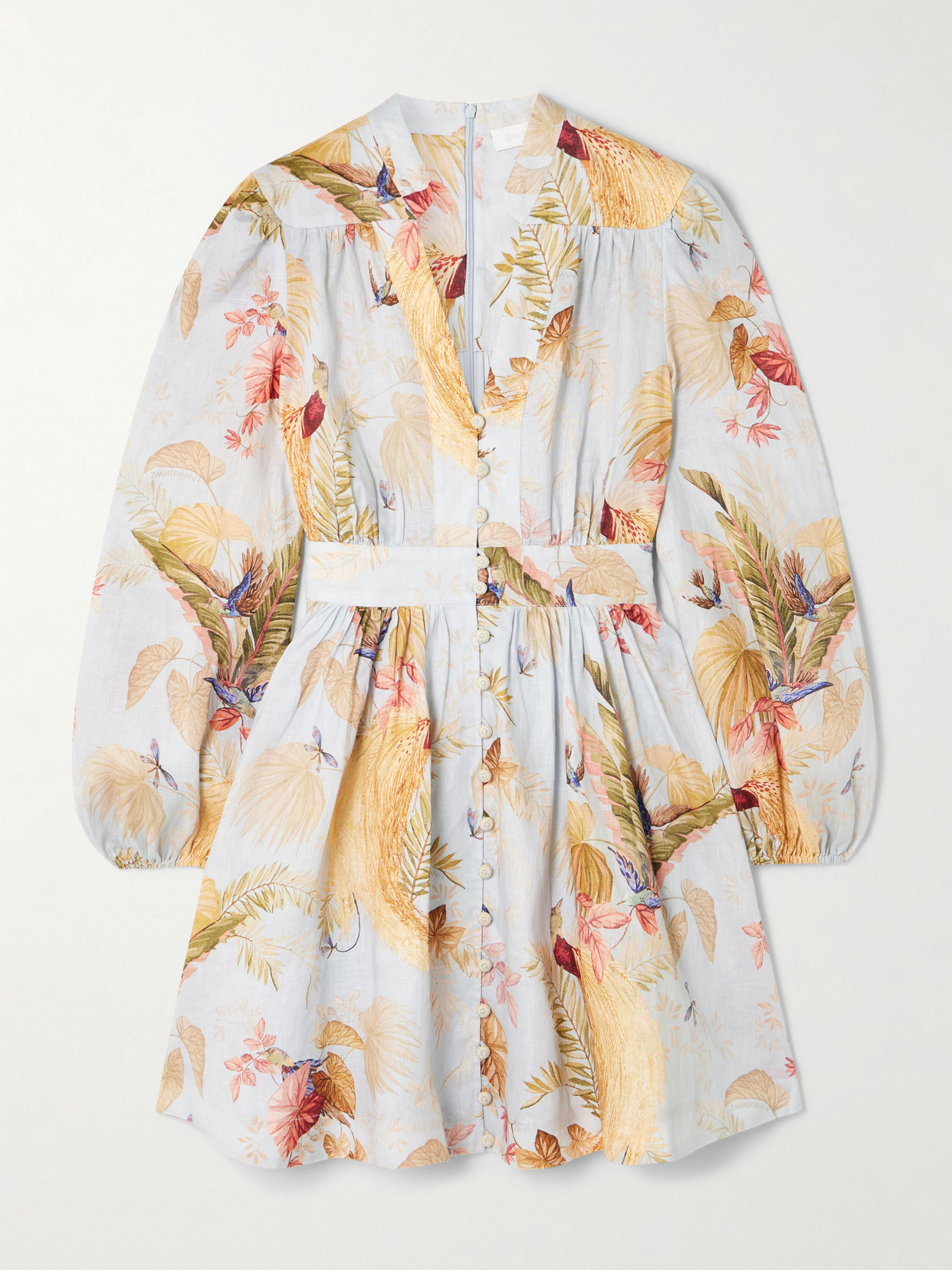 ZIMMERMANN ASCENSION FLORAL-PRINT LINEN MINI DRESS 